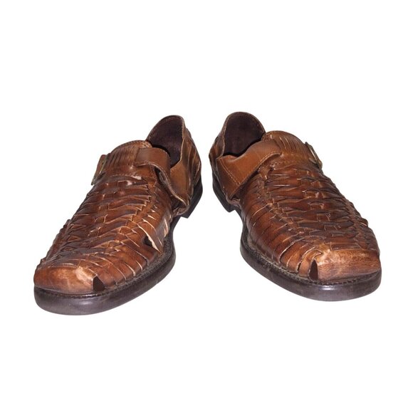 VERDE INTERNATIONAL Mens Brown Leather Hurache Sandals Sz 9.5 - Picture 2 of 8